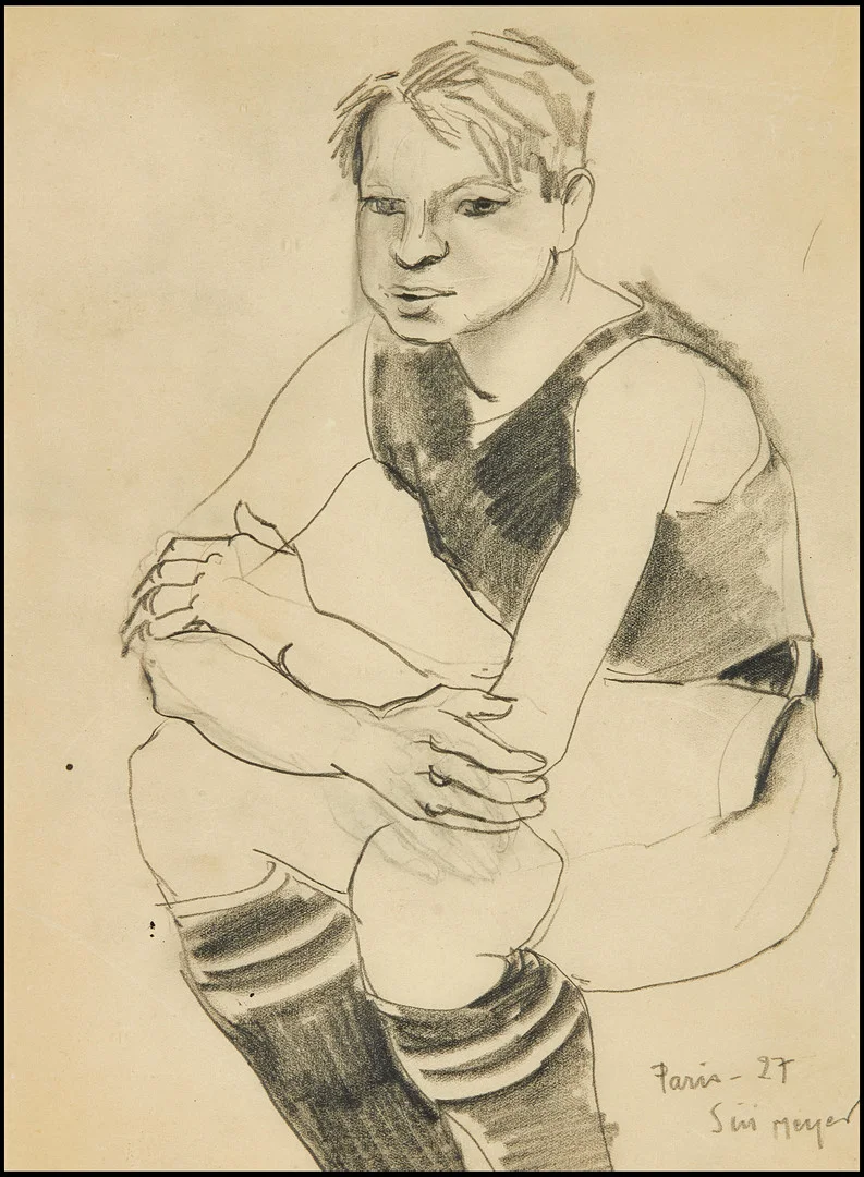 SIRI MEYER (1898–1985), Parisisk yngling, signerad och daterad 27, blyerts. — Paintings — Crafoord Auktioner Stockholm