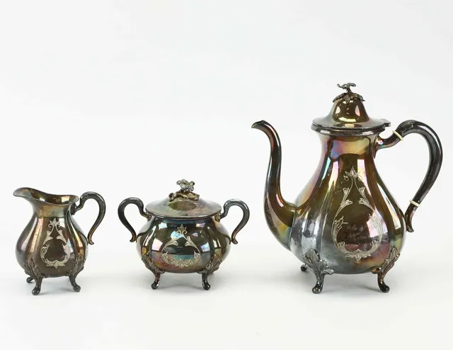 KAFFESERVIS, 3 delar, silver, GAB, Stockholm, 1961.