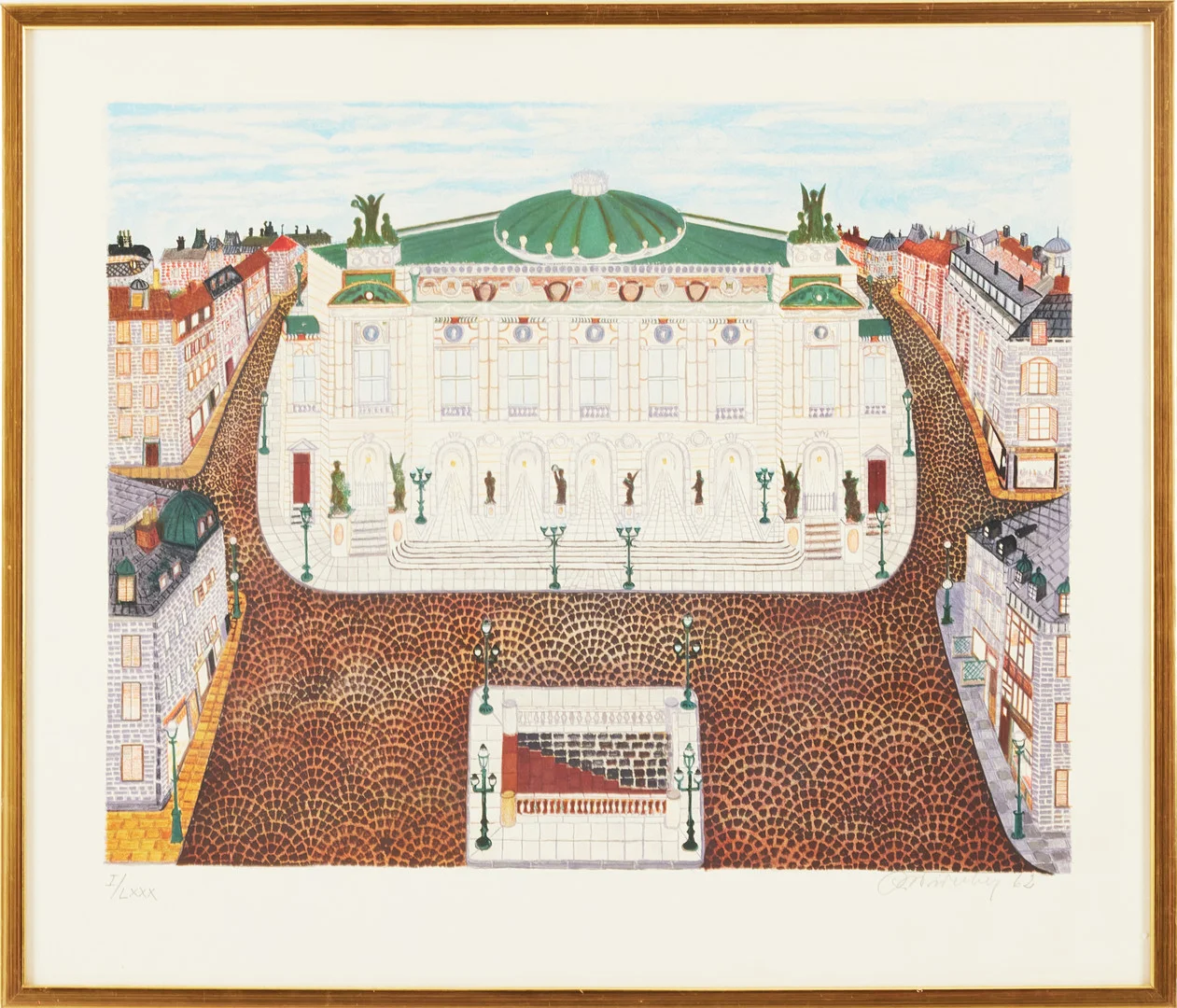 ARVID WIDERBERG. Operan i Paris, färglitografi. — Engravings & Prints — Stockholms Auktionsverk Magasin 5
