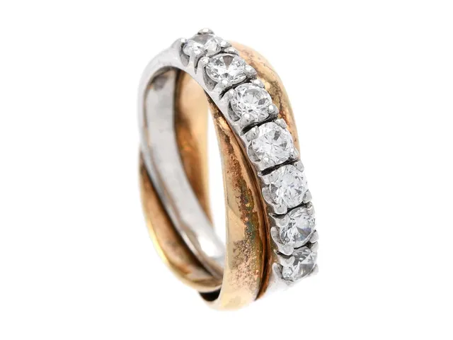 RING, delvis förgylld sterlingsilver, cubic zirconia, stl 17 mm, vikt 6,0 g.