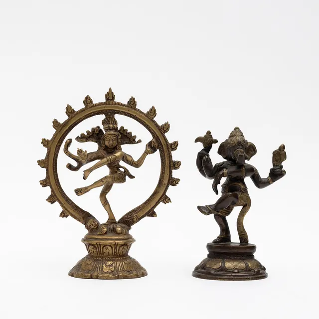 GUDOMAR, 2 st, Ganesha samt Shiva, brons, 1900-tal.