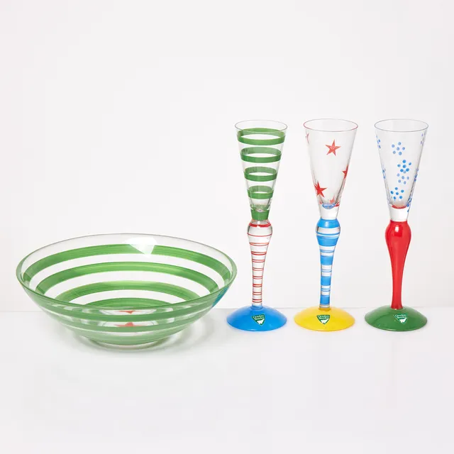 ANNE NILSSON. "Clown", Snapsglas och skål, Orrefors.