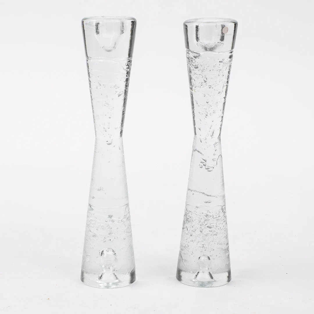 TIMO SARPANEVA. Ljusstakar, 1 par, glas, "Arkipelago", Iittala. — Utility glass — Auktionshuset Kolonn