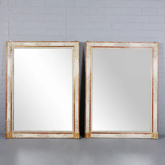 PAIR OF 19TH CENTURY FRENCH GESSO AND GILTWOOD OVERMANTELS (2).