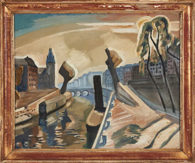 BERNHARD NEUMAN. Vy från kanal, olja på duk, signerad och daterad 1939.
