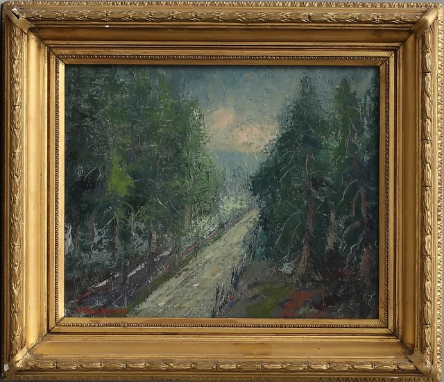 NILS ISAKSSON. "Väg ur skogen". Olja på duk, signerad.