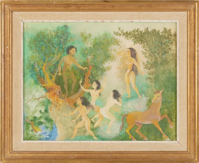 FOLKE KARLSSON (1907-88) Odysseus skeppsbrott, blandteknik/målning, signerad Folke K.