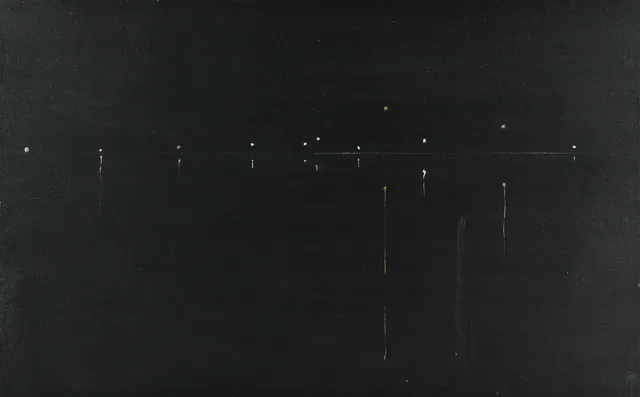 ARNE OLSSON. Akryl på duk, ”Natt i hamn”, signerad, 1900-tal.