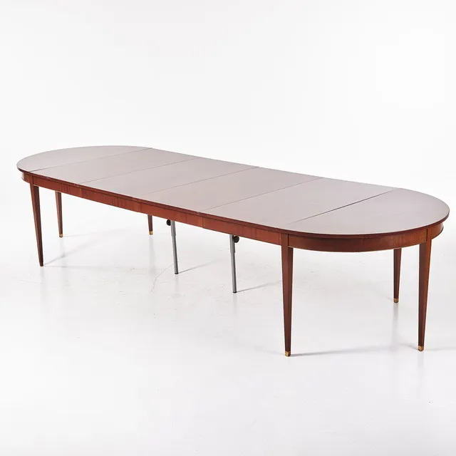 MATBORD, med iläggsskivor, sengustavianskt stil, 1900-talets senare del, mahogny, dekor i mässing.