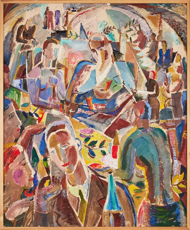 EDVARD ANDERSSON. "Människor i festlig samvaro".