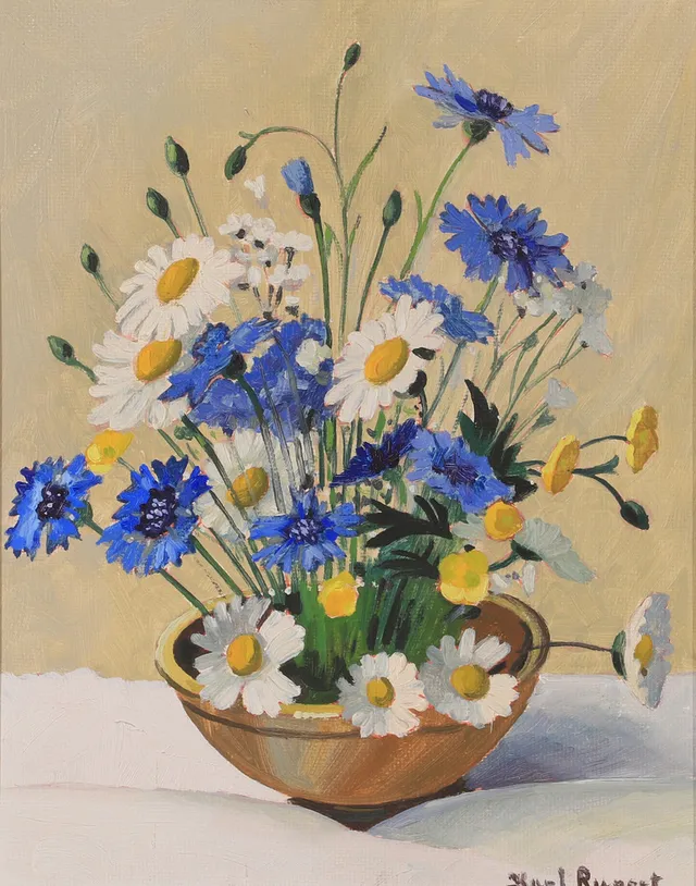 KARL RUNERT. Blomsterstilleben, olja på pannå, signerad.