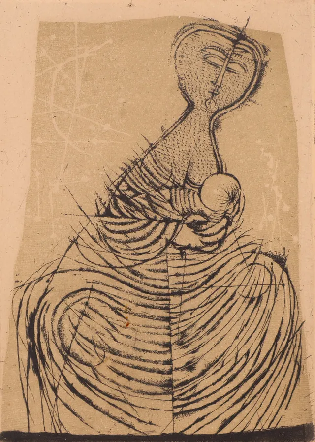 JOHNNY FRIEDLAENDER. etsning, "Mother & Child".