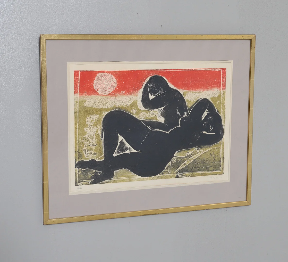 OIDENTIFIERAD KONSTNÄR. träsnitt, signerad, numrerad 12/50 samt daterad -65. — Engravings & Prints — Gomér & Andersson Nyköping