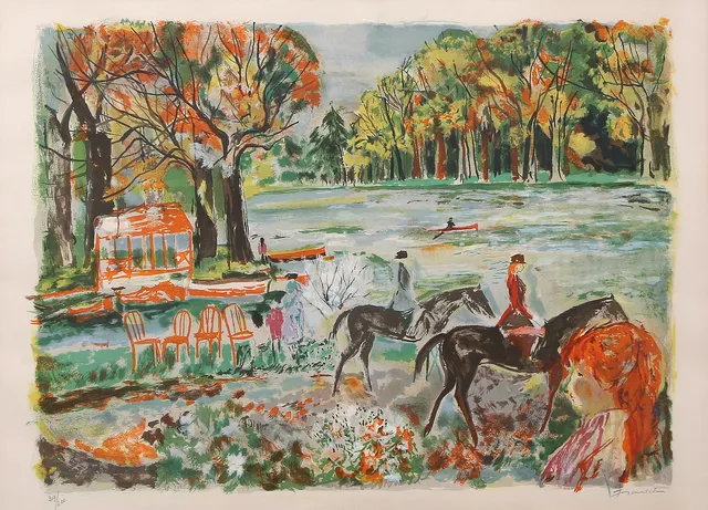 EMILI GRAU SALA. Landscape with horsemen.