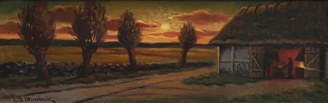 CARL IVAR ÖFVERBECK (1899-1976). Solnedgång, olja på duk, signerad C I Öfverbeck.