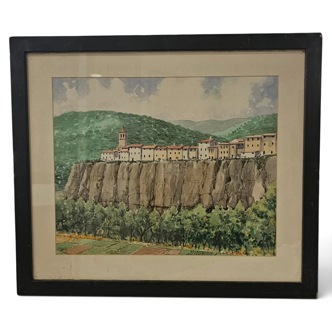 FIRMADO RAMOS. Castellfollit de la roca, acuarela sobre papel. — Drawings — Arce Auctions