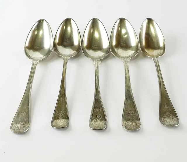 MATSKEDAR, 5 st, silver, Christoffer Nordin, Hudiksvall, 1800-talets först hälft.
