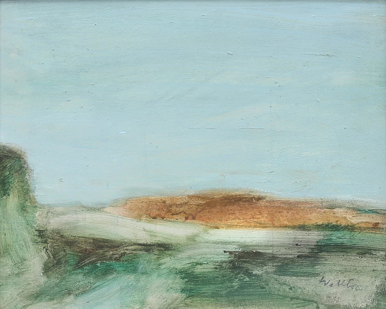 LARS WELLTON. "Islossning, Öland", olja på pannå, blyerts-signerad. — Paintings — Auktionshuset Thelin & Johansson