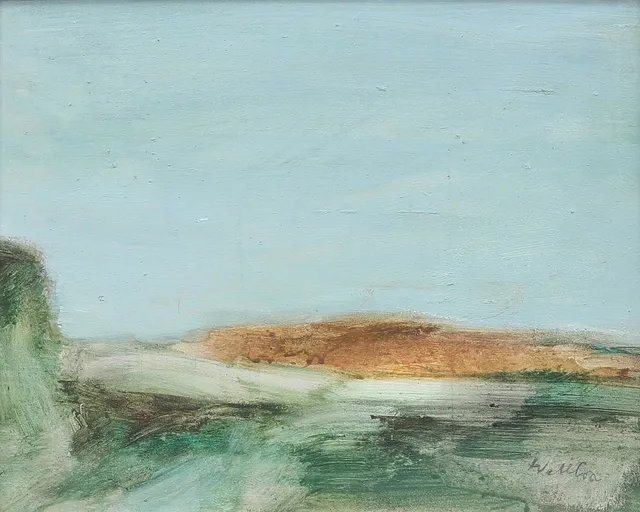 LARS WELLTON. "Islossning, Öland", olja på pannå, blyerts-signerad.