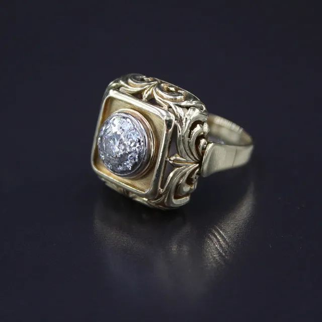 Ring, 585er Gold, Brillant, Altschliff.