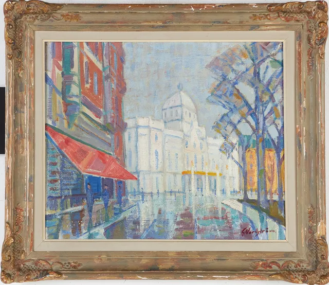 GUNNAR NORDSTRÖM (1921-2021). Stadsmotiv, olja på duk, signerad.