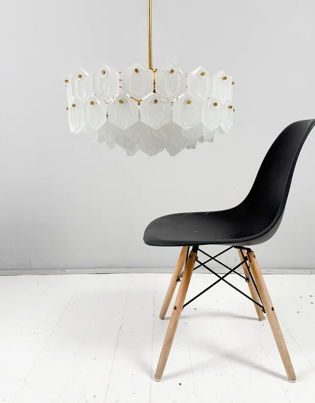 Mid Century Kronleuchter/Deckenlampe, Kristallglas von Kinkeldey, Deutschland, 1970er Jahre.