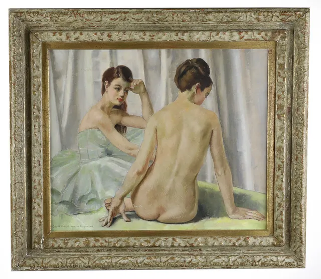 SIGRID WAHLSTRÖM DE ROUGEMONT (1888-1984). olja på duk, nakenstudie, signerad.