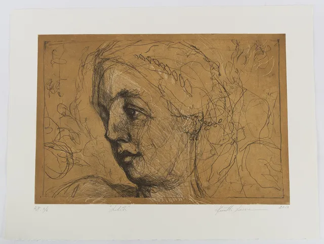 KUUTTI LAVONEN. "Lilith", etsning, oramat blad.