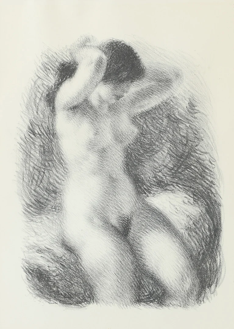 AAGE SIKKER HANSEN. Nakenstudie, litografi, signerad SH 45. — Engravings & Prints — Helsingborgs Auktionskammare