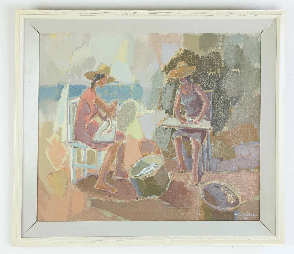 PALLE ÅBERG. olja på duk, Fiskrensning, Teneriffa, signerad, daterad. — Paintings — Hälsinglands Auktionsverk