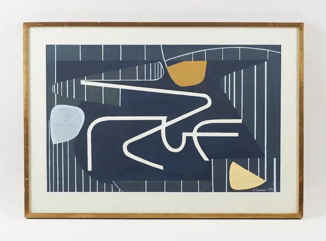 SAM VANNI. Abstrakt komposition, signerad samt daterad -74, gouache.