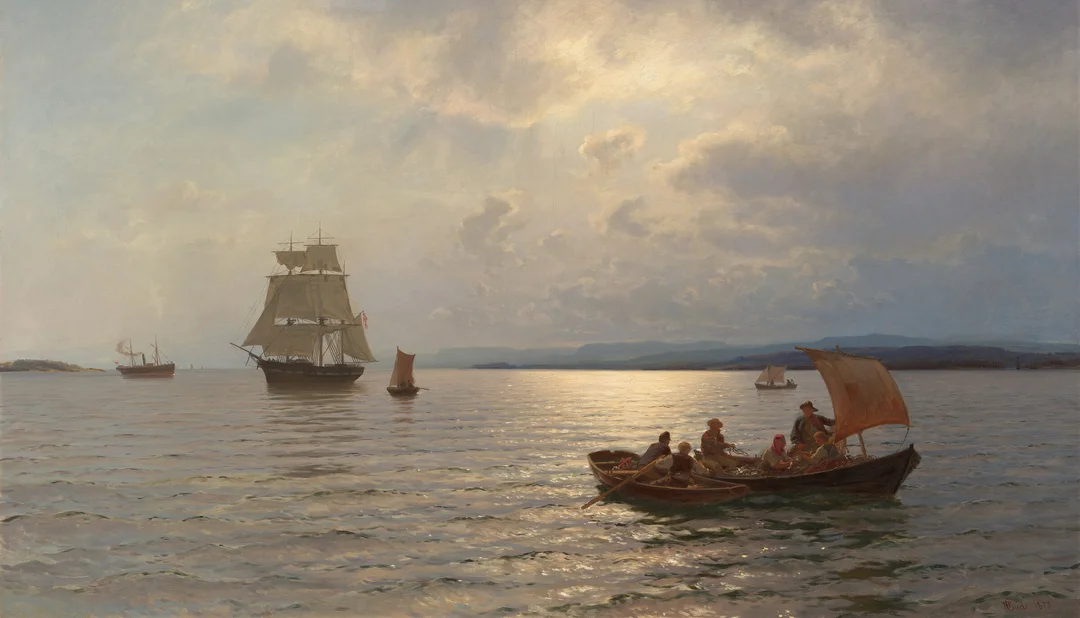 Gude, Hans Fredrik — Møte på Christianiafjorden, 1873 — Kunst/Maleri — Blomqvist