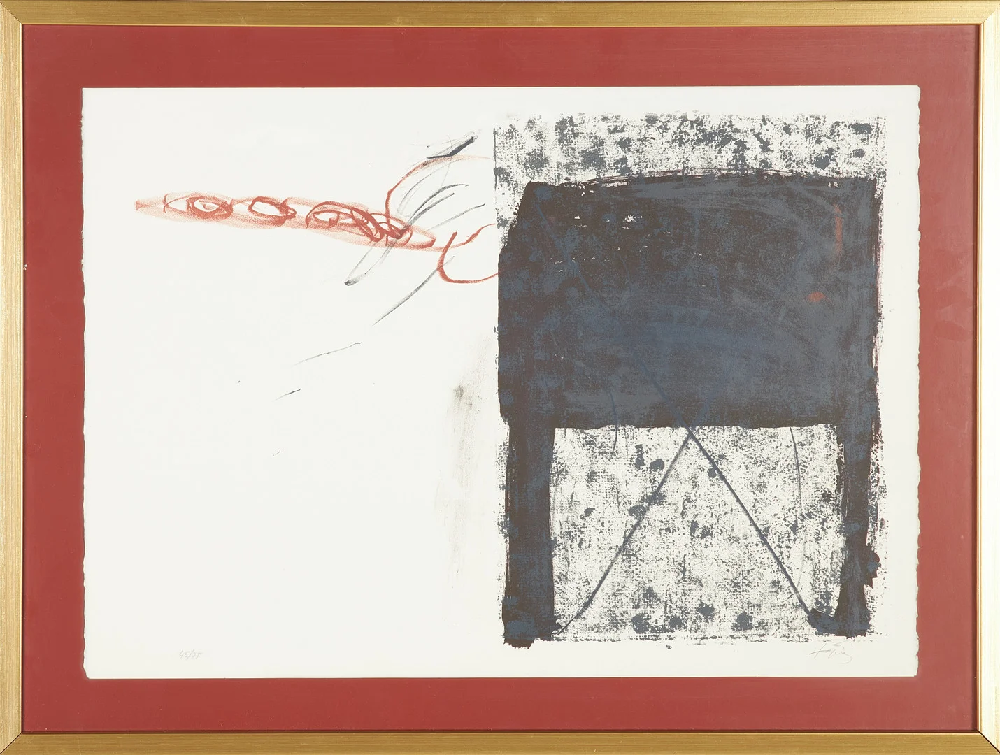ANTONI TÀPIES. Komposition, litografi, signerad samt numrerad 46/75. — Engravings & Prints — Stockholms Auktionsverk Sickla