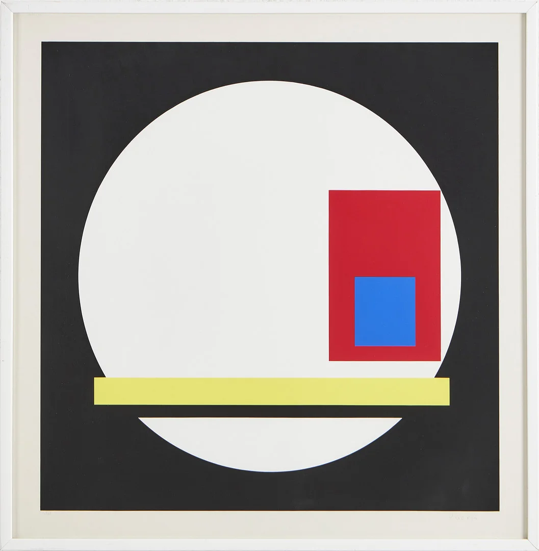 JEAN ALBERT GORIN (FRA, 1899-1981). Konkreta kompositioner, färgserigrafier, 2 st, signerade. — Engravings & Prints — Stockholms Auktionsverk Magasin 5