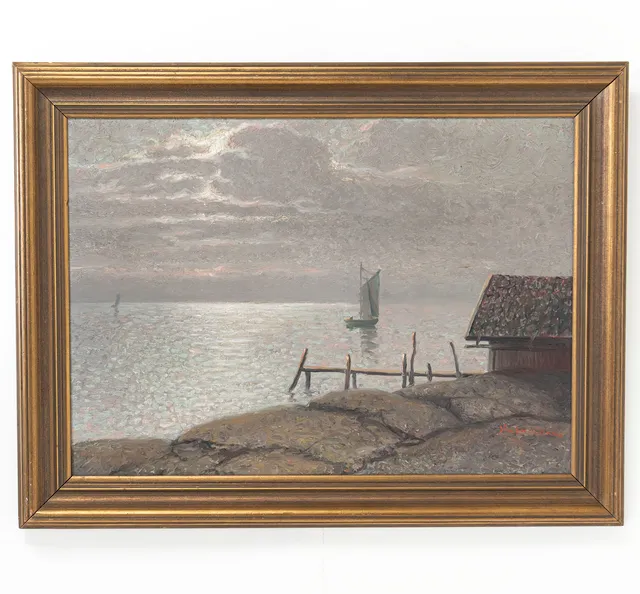 STEN EKENDAHL. Olja på duk, kustmotiv, signerad.