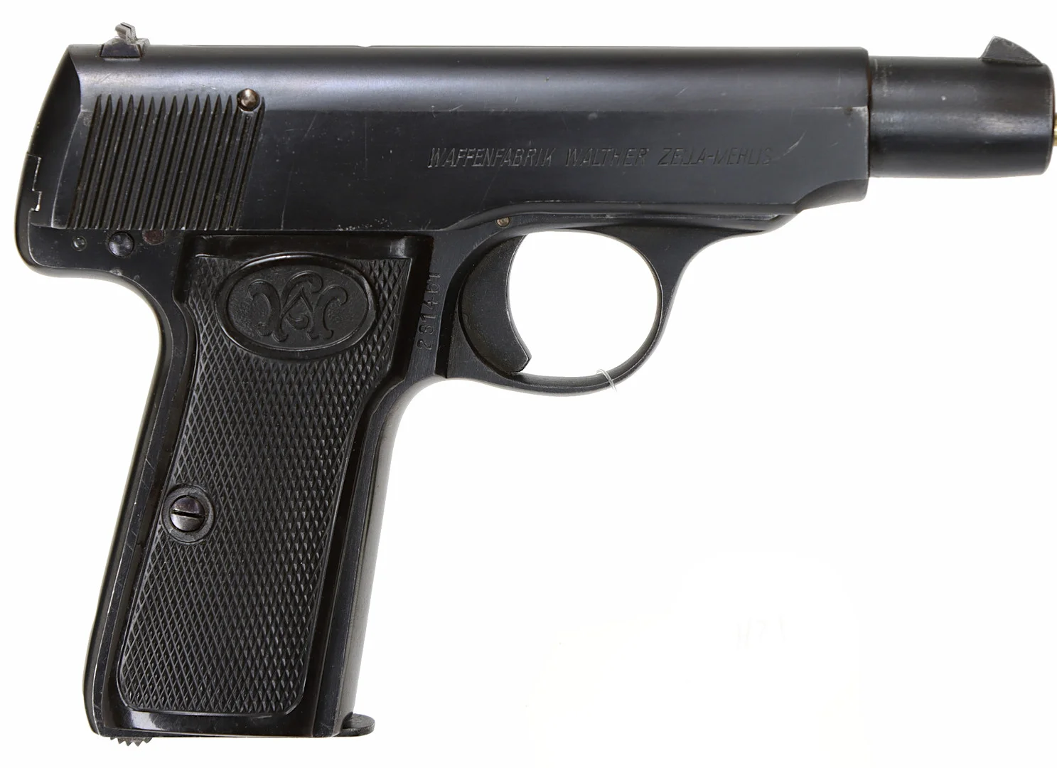 60. PISTOL, tysk, Halvautomatisk, fabrikat Walter Zella-Mehlis, modell 4, kaliber 7,65mm, tillv.nr 231461. — Pistols — Walter Borg