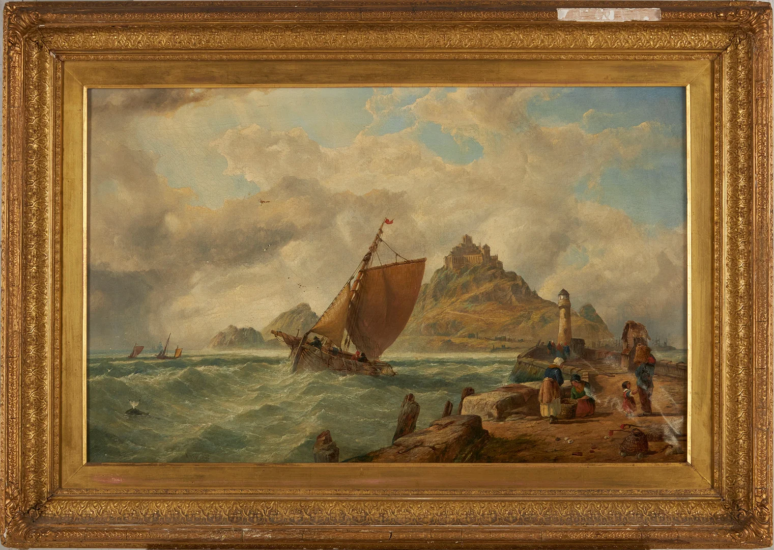 ENGELSK MÄSTARE, 1800-tal, St Michaels mount i Cornwall, oljemålning på duk, monogramsignerad och daterad 1872. — Paintings — Stockholms Auktionsverk Magasin 5
