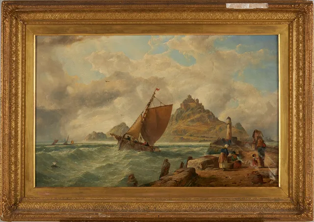 ENGELSK MÄSTARE, 1800-tal, St Michaels mount i Cornwall, oljemålning på duk, monogramsignerad och daterad 1872.