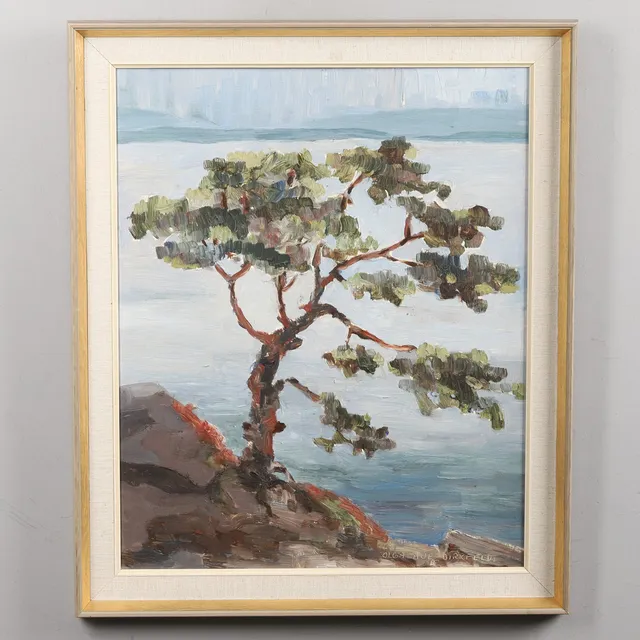 OLGA AUE BIRKFELDT. Olja på pannå, signerad.