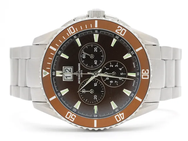 JACQUES LEMANS, Geneve, kronograf, herrur, 43 mm, Ref nr. G-152, stål, quartz, safirglas, datum, originallänk, viklås, ca 2009, box, ytterkarong.