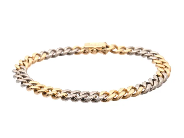 ARMBAND, 18K guld/vitguld, pansarlänk, längd 19 cm, vikt 32,3 g.