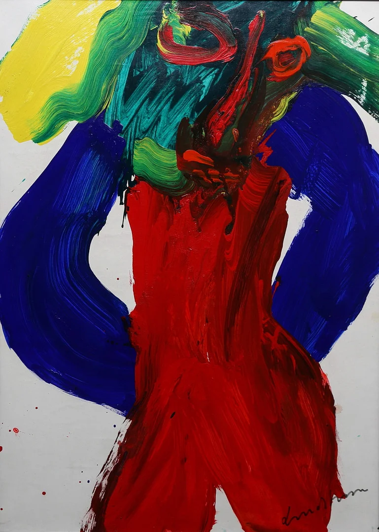 BENGT LINDSTRÖM. Figurkomposition. Akryl på papper uppklistrad på duk, signerad Lindström. — Paintings — Gomér & Andersson Linköping
