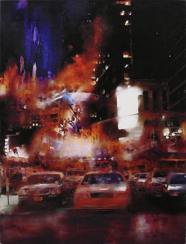 ULF ONSBERG. "New York by night", olja på duk, signerad Onsberg.