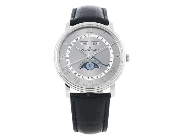 BLANCPAIN, Villeret, Quantième Complet, Cal 6654, Ref nr. 6654-1113-55B, Boett nr. 6547, herrur, 40 mm, stål, automatisk, safirglas, dag, datum, månad, månfas, glasbaksida, läderband, viklås, ca 2015, träbox (ej komplett).