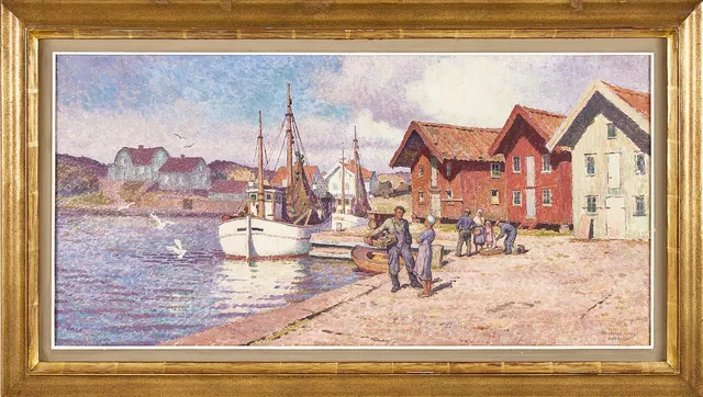 BERNHARD OSCARSSON. Mollösund, olja på duk, signerad och daterad 1962.