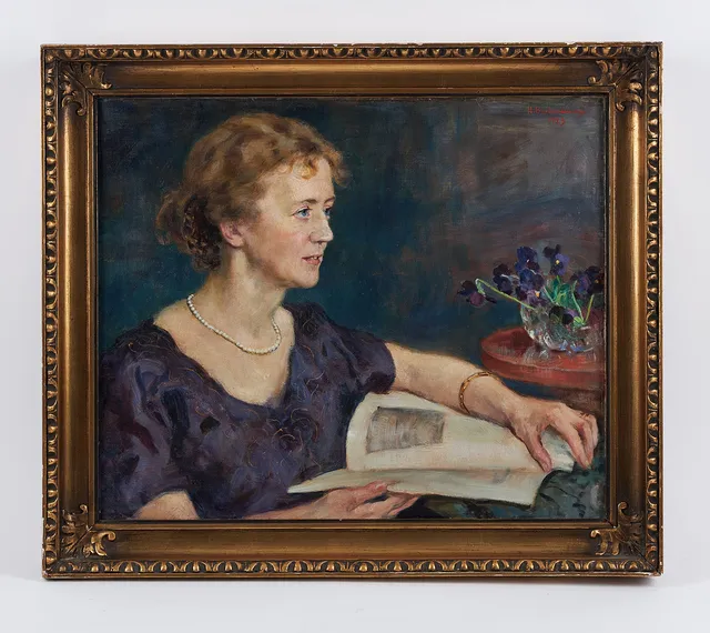 HUGO BACKMANSSON. Kvinnoporträtt, signerad samt daterad 1923, olja på duk.