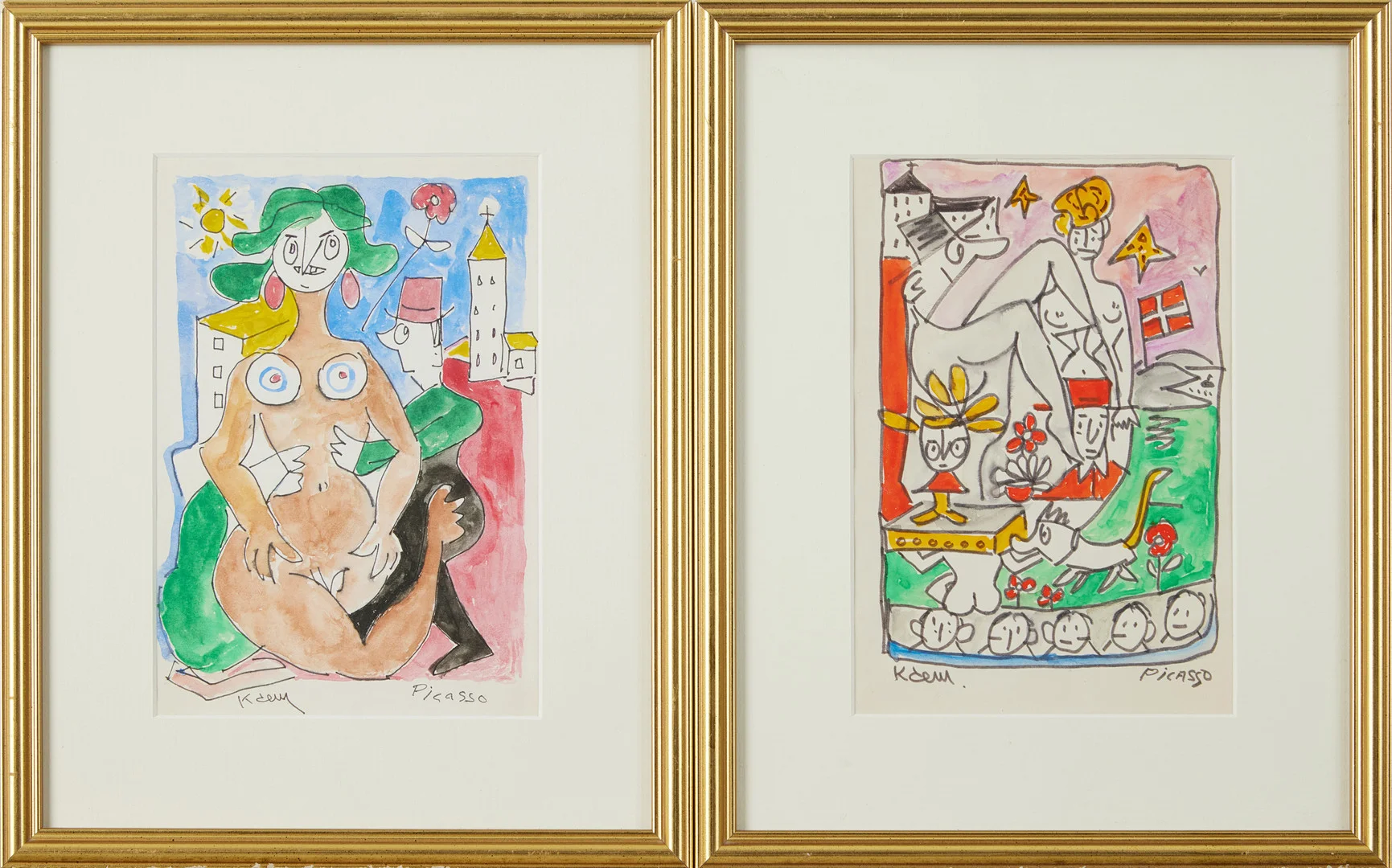 KAR DE MUMMA (1904-1997). "Picasso", ur serien Picasso, blandteknik, akvarell och krita, signerad. — Paintings — Stockholms Auktionsverk Magasin 5