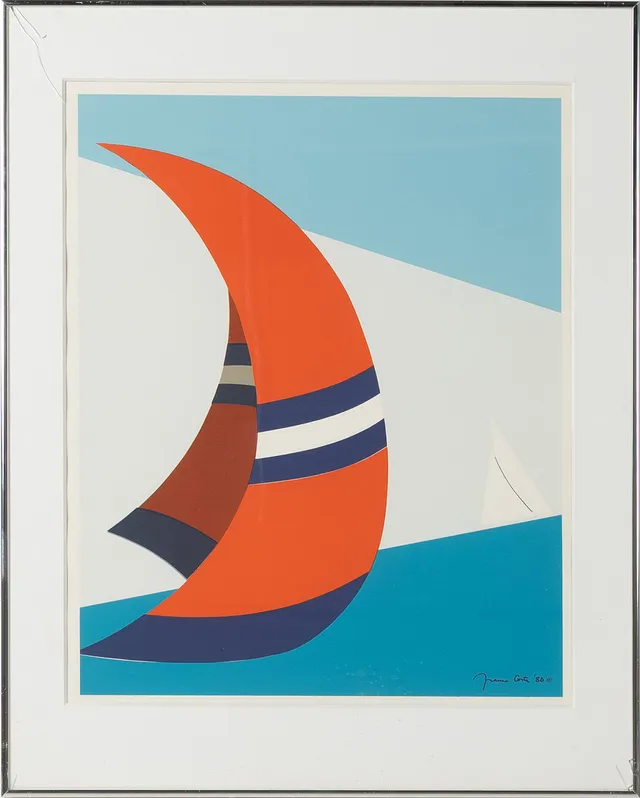 FRANCO COSTA. "Red Spinnaker in Florida 1980", litografi.