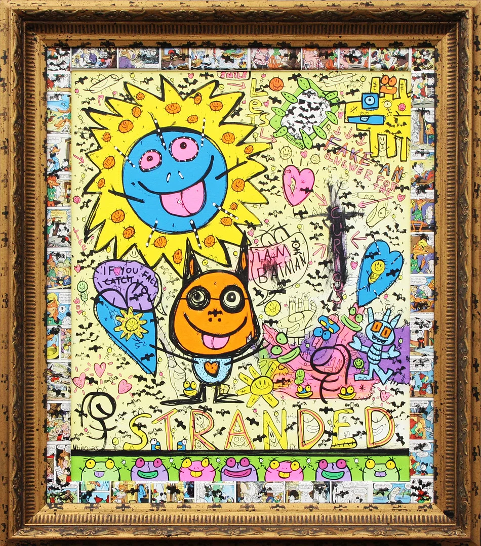 VHILO H PERSSON. ACRYL, på duk "The Bat Whisper Mix Media" signerad, 2025. — Paintings — Kalmar Auktionsverk