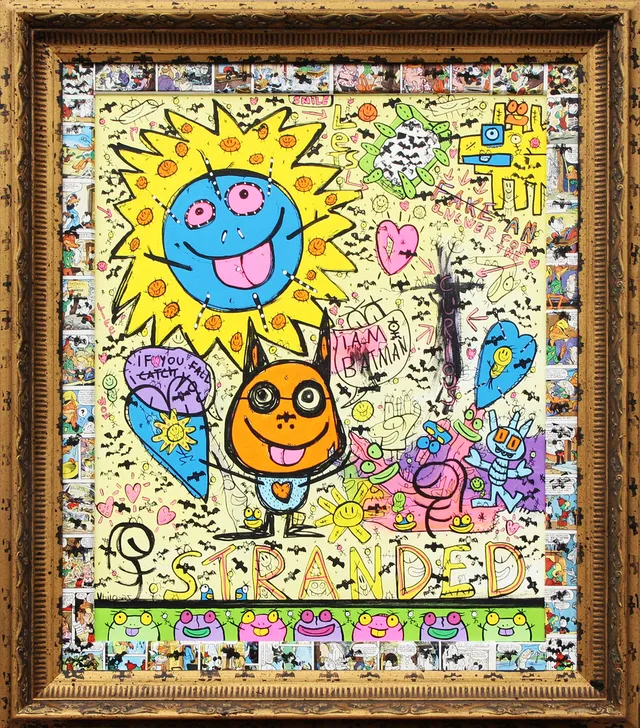 VHILO H PERSSON. ACRYL, på duk "The Bat Whisper Mix Media" signerad, 2025.